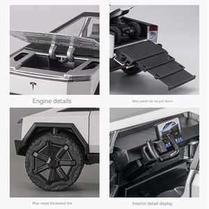 Diecast Alloy <strong>Model</strong> <strong>Car</strong> 1:24 <strong>T</strong> Cybertruck Pickup Alloy <strong>Car</strong> <strong>Model</strong> with Sound and Light Pullback with ATV Decorate Metal <strong>Model</strong> - Product Image 5