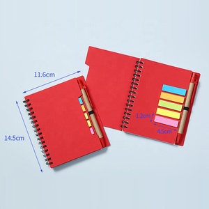 Material de papel Kraft de cubierta suave ecológico, tamaño A6, Bloc de notas en espiral, cuadernos de bobina con bolígrafo, notas adhesivas. - Product Image 2
