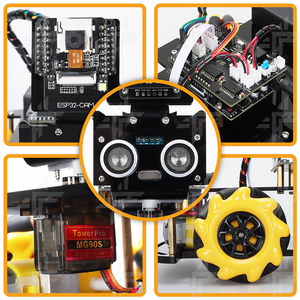 Omni Wheel Robot Kit für Arduino ESP32 CAM Werkseitig programmier bares drahtloses Gerät Smart Car Features Hindernis vermeidung verfolgung - Product Image 3