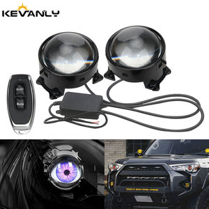 LED dinamik şeytan gözler işıklar 12-36V 6 modları araba ön far sis lambası uzaktan kumanda Lens gözler ışık projektör araba aksesuarları - Product Image 3