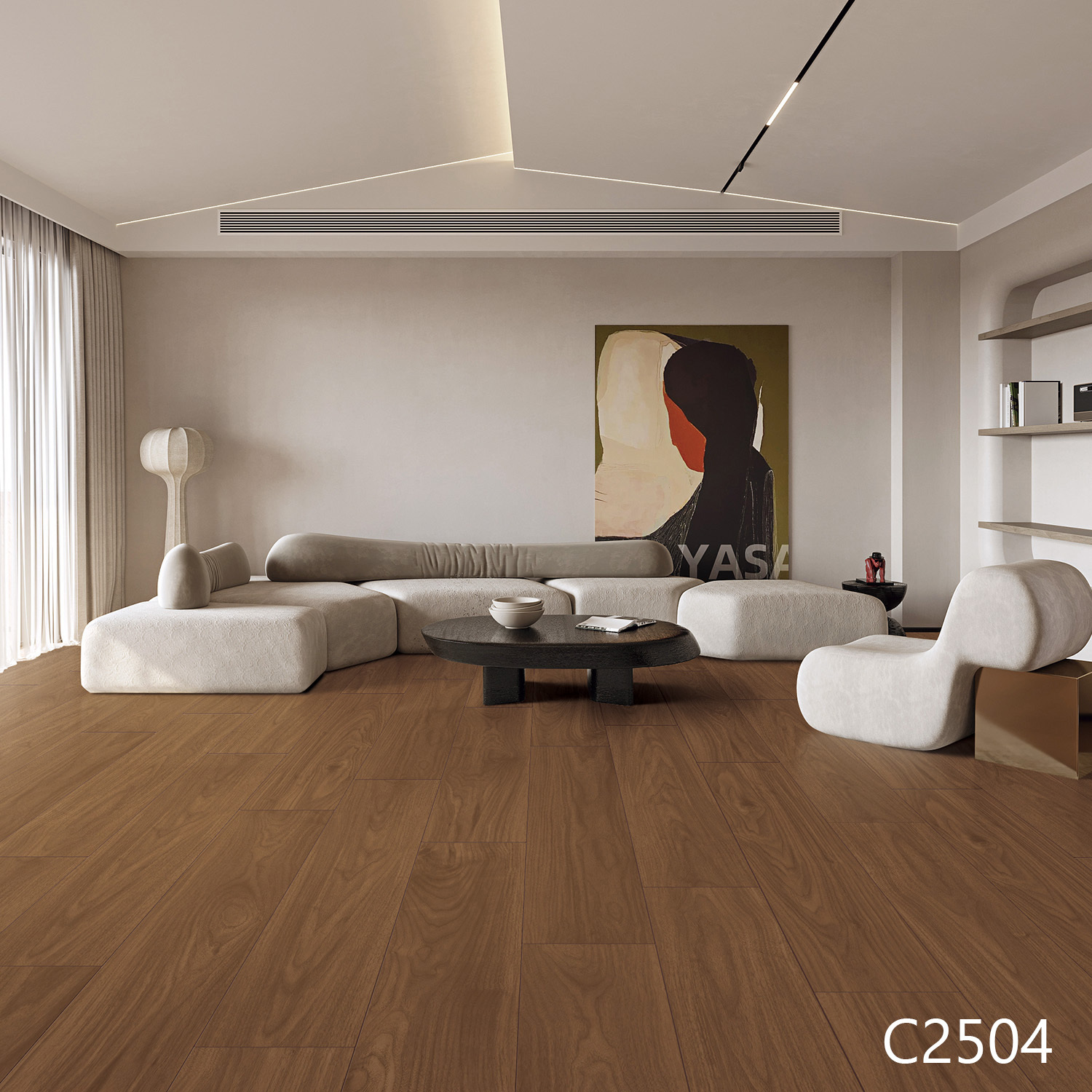 C2504 - Carrelage de sol brun noyer