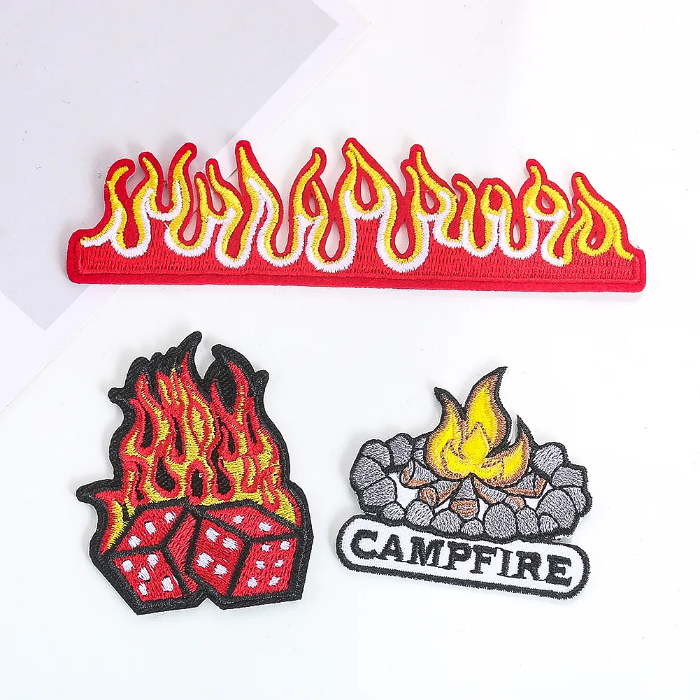 Individuation Flame Design Embroidery Patches iron on patches custom sew on Sewing Supplies clothes patches for jackets