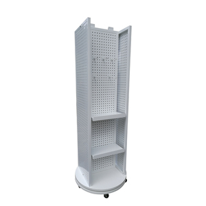 White Color Factory Custom Floor Standing <strong>Rotating</strong> Pegboard Panel <strong>Hooks</strong> Metal <strong>Display</strong> Stand Rack - Product Image 1