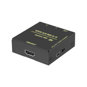 Carcasa de metal negro mini1080p, ENTRADA AV RCA a salida HDMI, adaptador de caja de vídeo para portátil, PS4, X-BOX, DVD, cámara VCR