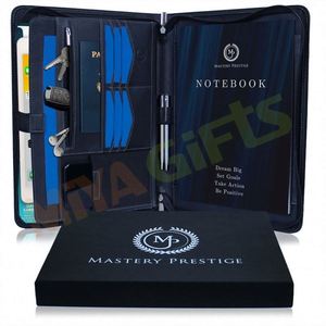 Custom Zippered Portfolio Padfolio Organizer Pu Leather case With Tablet Sleeve A4 <strong>Notebook</strong> Business File Folder <strong>Document</strong> Bag - Product Image 1