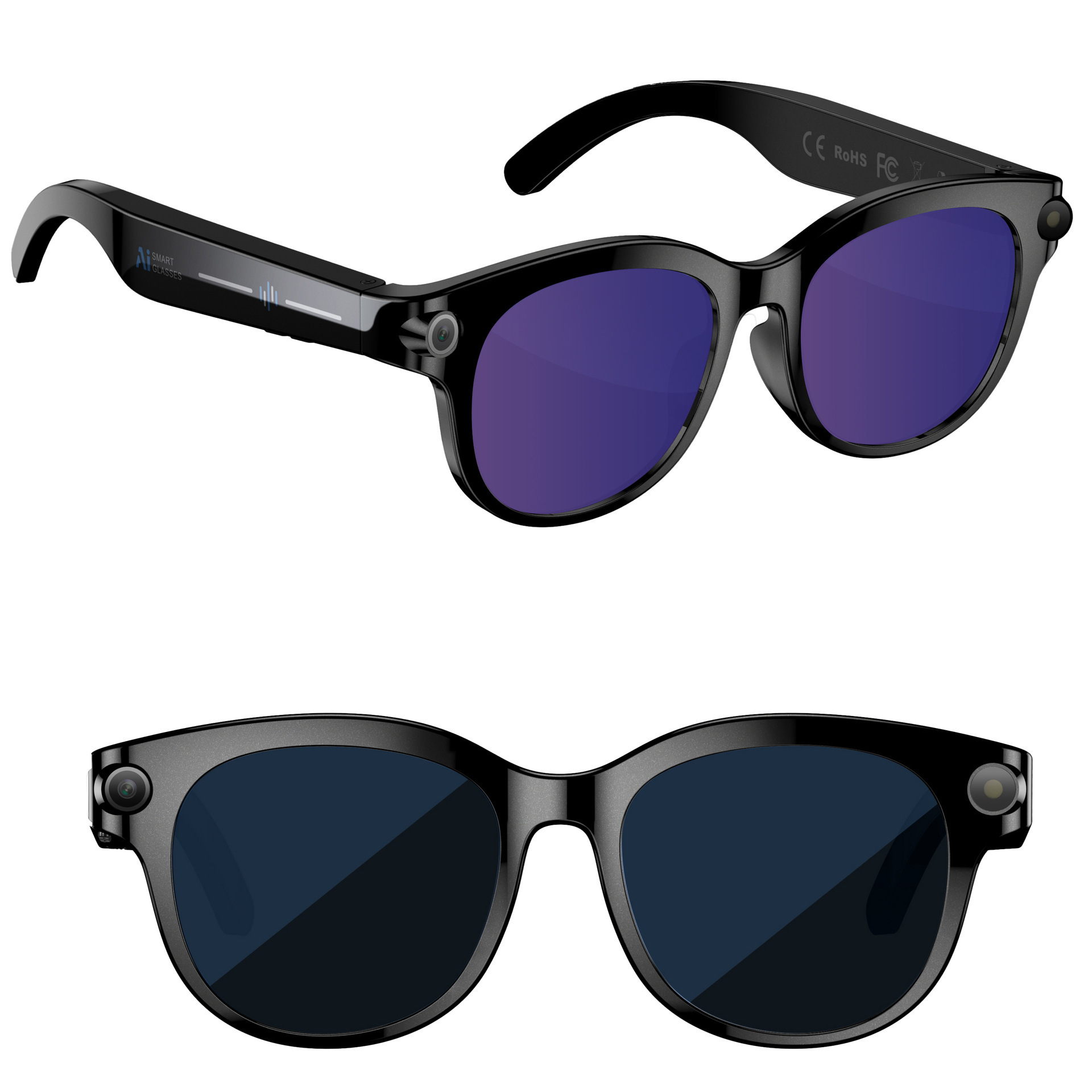 Gafas inteligentes M89s - Estilo de montura negra - Negro con azul transparente