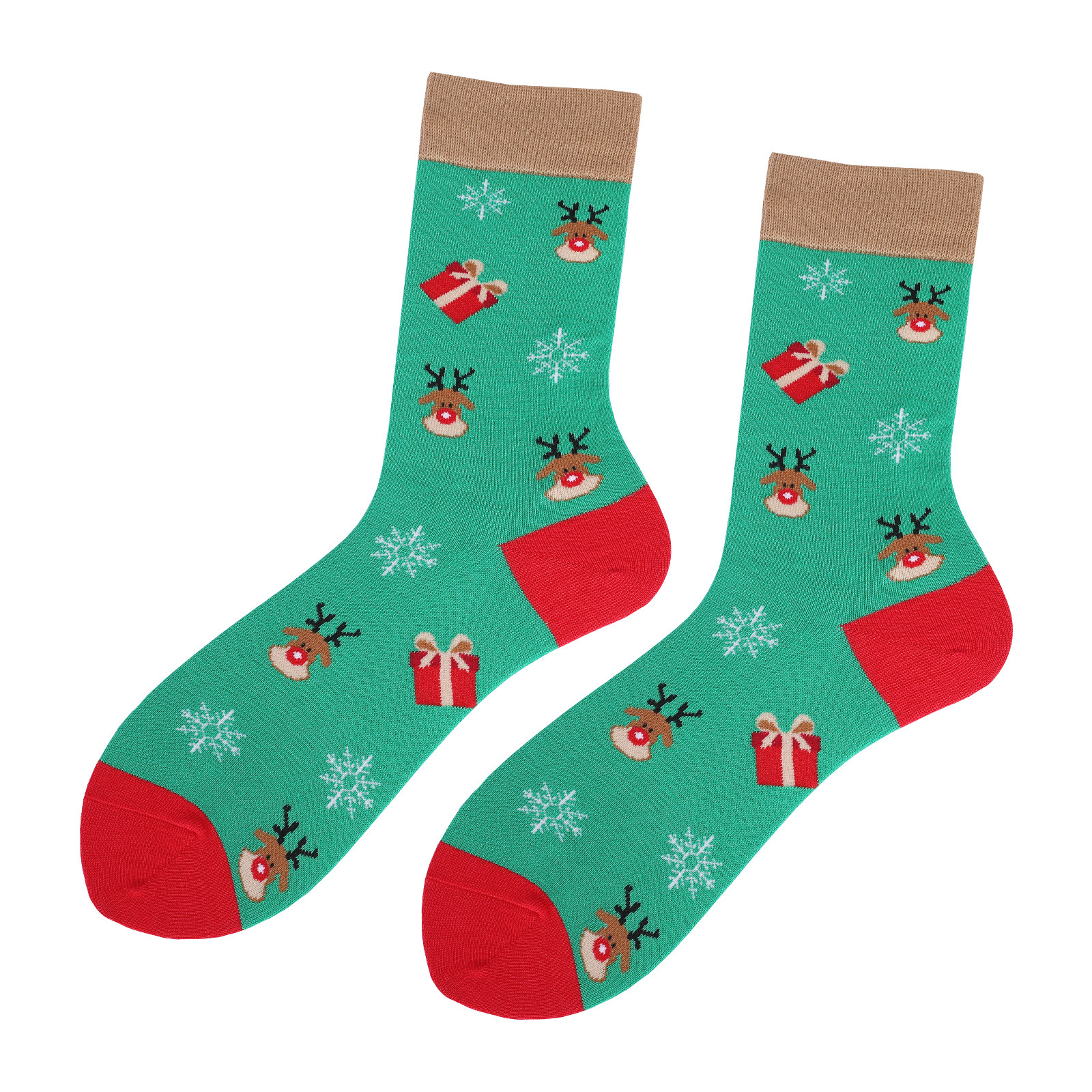 Df0169-6 elk snowflake santa claus mid-calf socks
