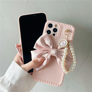 新しいピンクボウパールチェーンiPhone14 Pro Max for Apple 13/12 Female 11/Xr/Xs Max Soft Cases 6/7/8 Plus - Product Image 2