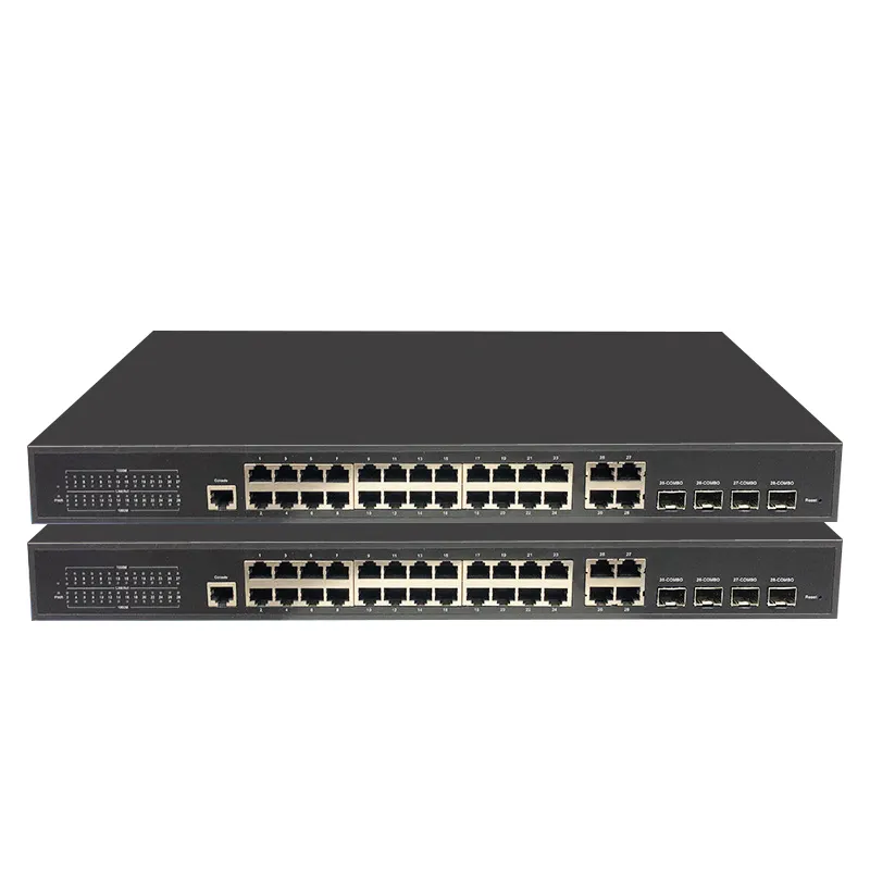 Commutateur réseau géré 24 ports gigabit PoE commutateur avec 4 * 1000Base-TX RJ45 et commutateur réseau SFP à fibre optique