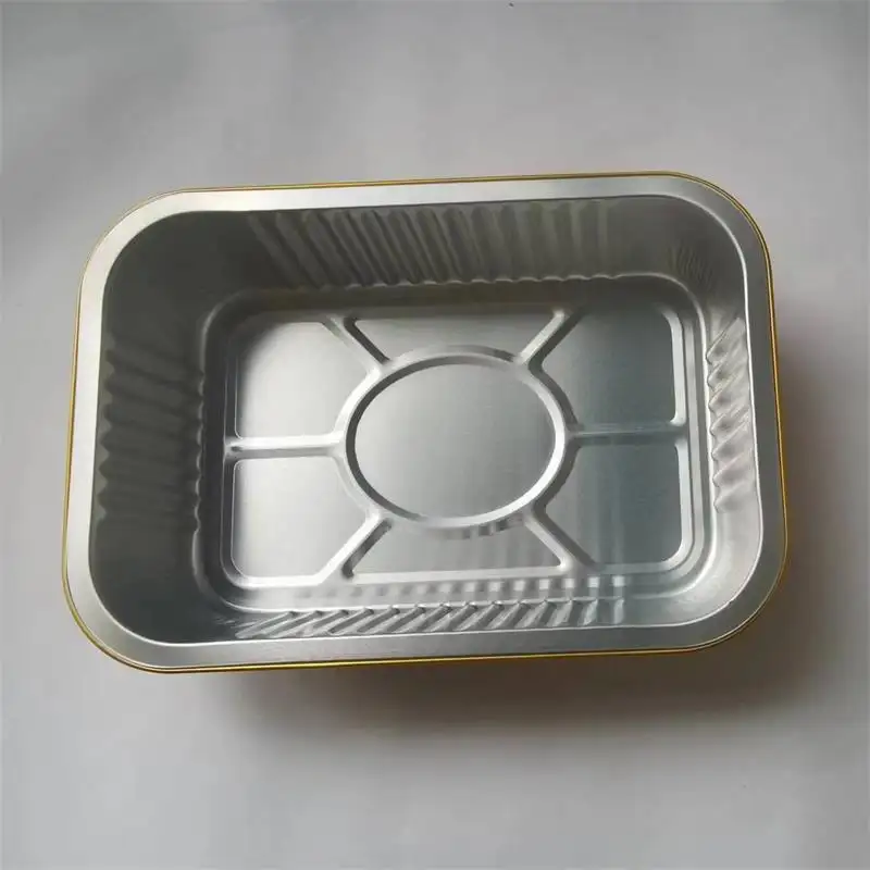 Bandeja de papel de aluminio dorado, caja de papel de aluminio a la parrilla para asar queso con tapa, práctica como contenedor de Almuerzo
