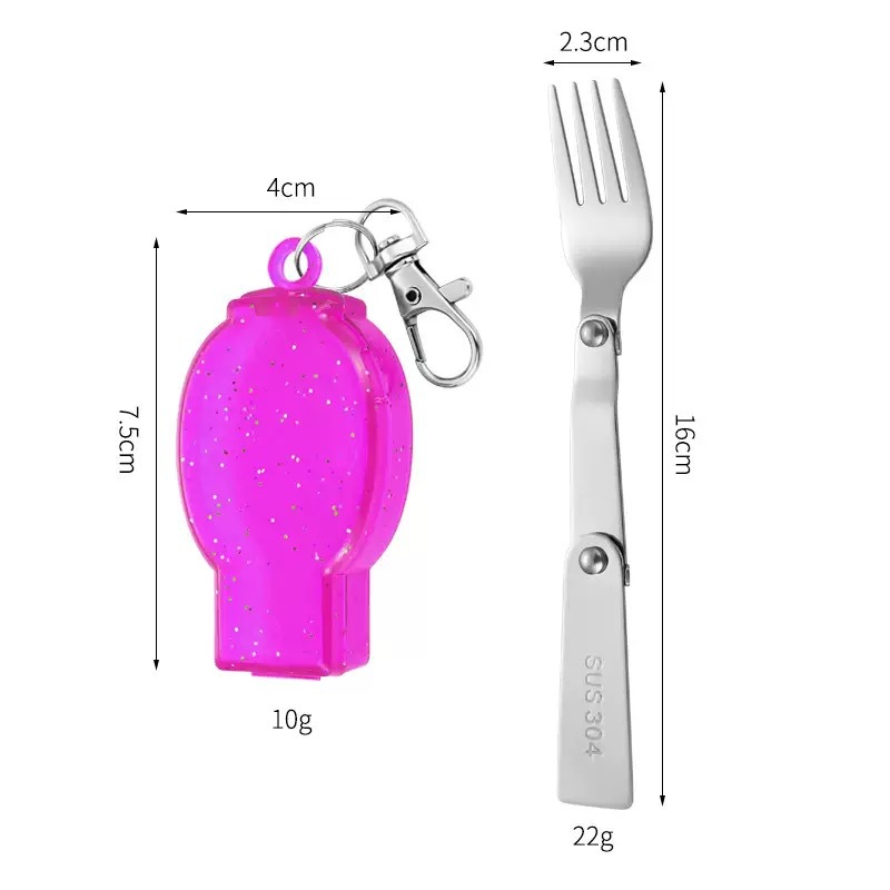 Fourchette double pliée + boîte rose