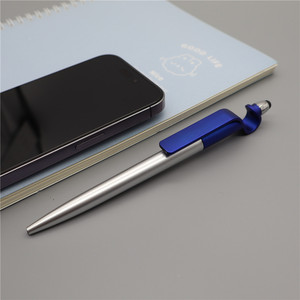 3合1多功能手写笔塑料笔，带手机支架笔定制标志廉价广告笔 - Product Image 5