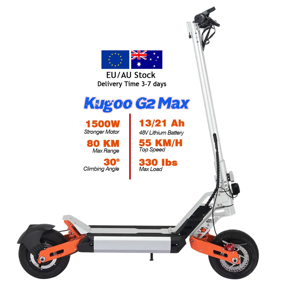 Новый трендовый скутер kugoo g2 max, 10 дюймов, быстрая скорость 55 км/ч, 1500 Вт, Электрический скутер для взрослых