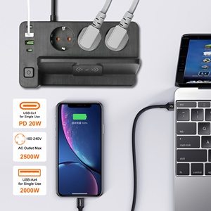 2025新设计欧洲标准扩展插座3组2 USB 2 C型带手机快速充电欧盟电源板 - Product Image 4