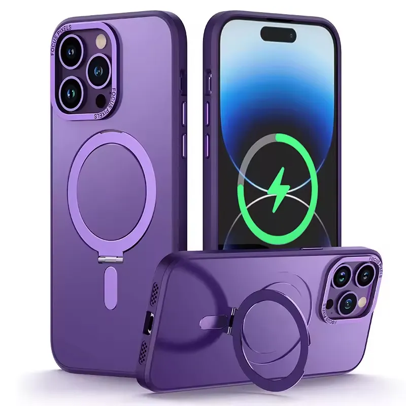 Fundas para teléfonos móviles con soporte invisible magnético para iPhone 15 Pro Max Case Dropshipping Products 2023 Translucent Matte Cover