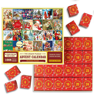 2024 New Design 24 Days Jigsaw Puzzles 1008 Pieces Warm Christmas Advent Calendar Puzzle Gift Smart <strong>Game</strong> for Kid Holiday - Product Image 6