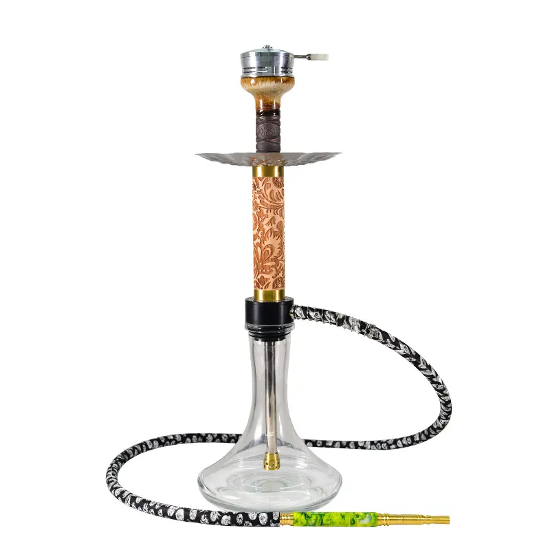 Shisha hookah besar kustom dengan pipa tunggal Bong air gandum kayu set sepenuhnya