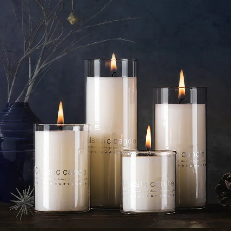 Huaming Hochwertige Boro silikat Aroma therapie Säule Kerzenhalter Set Home Decor Zylinder Glas für die Hochzeit
