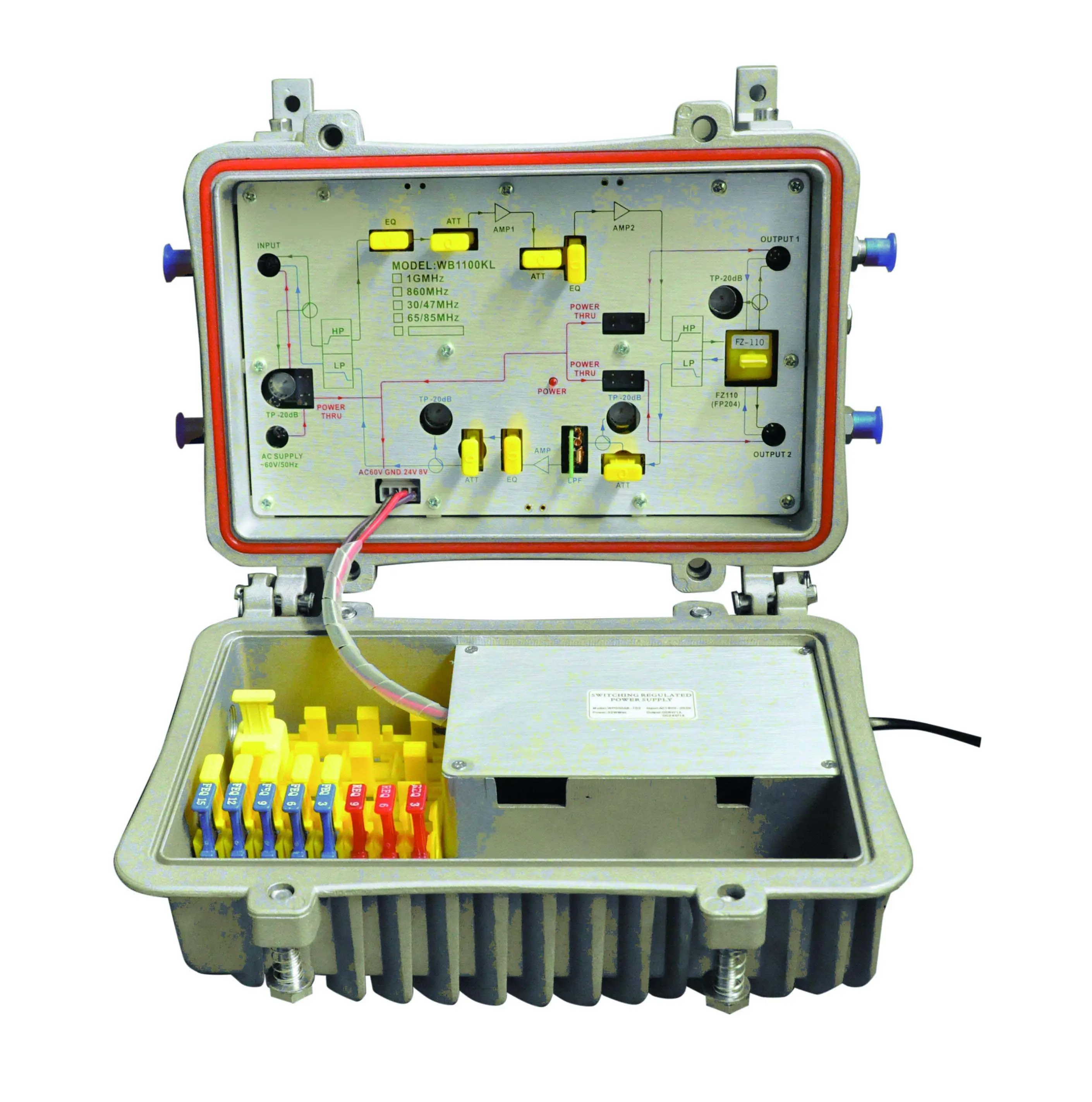 Amplificador de señal CATV de ancho de banda de 1GHz, maletero de amplificador de 60V, RF, para exteriores