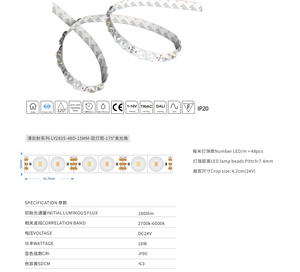 DC24V RA> 90 170องศา CCT 2700-6500K 48LEDs/M diffuser shadowless เลนส์แถบไฟ LED - Product Image 6