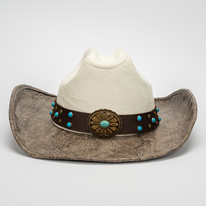 Cappello Fedora in Pelle PU Stile Western Bicolore Primavera-Autunno 2025, Nuovo Stile con Stampa Serpente, Jazz Retrò Tibetano a Tesa Larga - Product Image 2