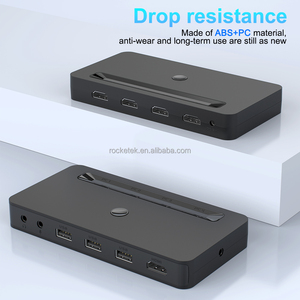 Kvm Switch 5 <strong>Displayport</strong> Ports <strong>Monitors</strong> 2 <strong>Computers</strong> Kvm Extender With 3 Usb Ports, 1 Audio and 1 Microphone - Product Image 2