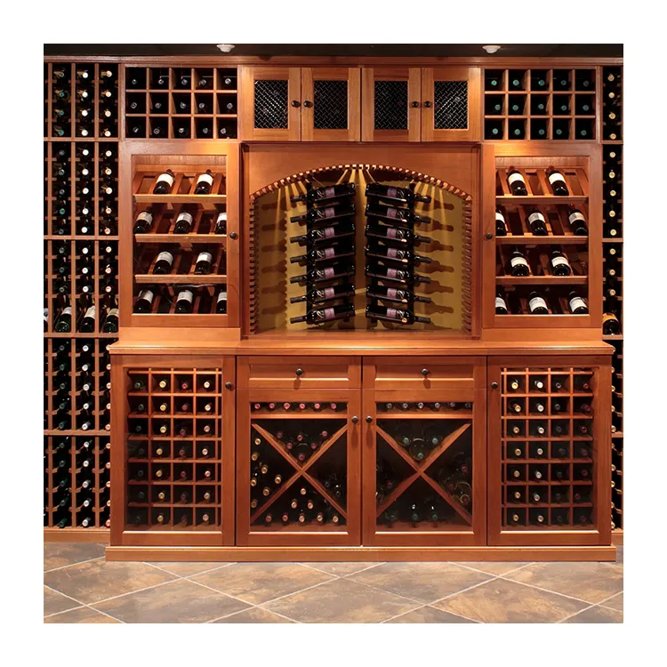 Gabinete de vino de madera clásico personalizado MCZ, gran oferta, precio de fábrica, muebles de madera maciza para uso doméstico con estante de exhibición multicapa