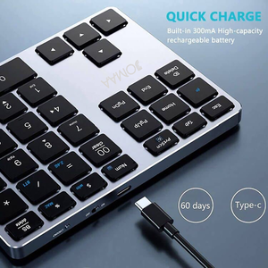 Teclado numérico inalámbrico JOMAA recargable 2,4G teclado numérico inalámbrico 35 teclas teclado numérico multidispositivo de aluminio para ordenador portátil