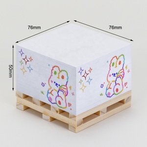 Cubo de notas con impresión de logotipo personalizado profesional, paleta de madera, notas adhesivas autoadhesivas, soporte para notas, almohadilla, bloque de cubo de papel, recarga - Product Image 2