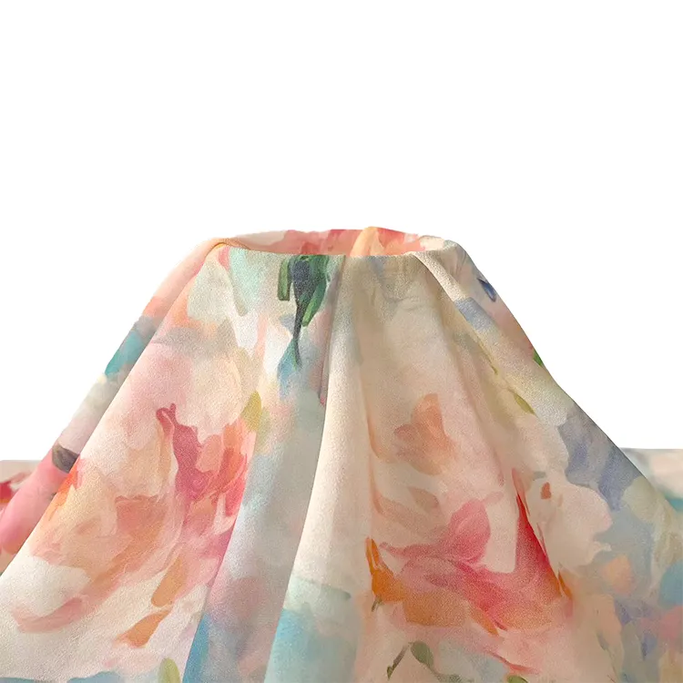 Impresión digital personalizada 100D tela de gasa impresa tela de vestido de gasa para ropa
