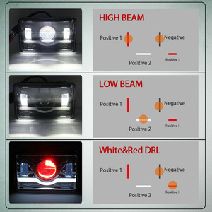 ไฟขับขี่ออฟโรด LED ทรงสี่เหลี่ยมขนาด5นิ้วใหม่ล่าสุด45W 4x6สำหรับรถยนต์และรถจักรยานยนต์12V 24V สีแดง - Product Image 5