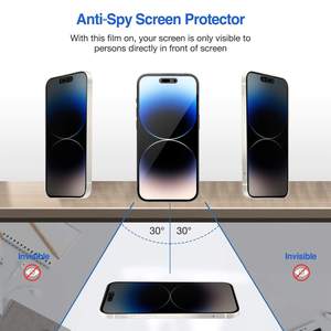 Yüksek kalite 2 paket Anti casus özel temperli cam ekran koruyucu Film için iPhone 14 13 12 11 Pro Max - Product Image 4