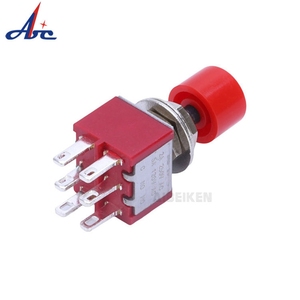 6mm 2A 250V DPDT DPDT 6 Pin molla di ritorno ON-(ON) interruttore a pulsante con interruttore a levetta momentanea di Reset colorato - Product Image 2