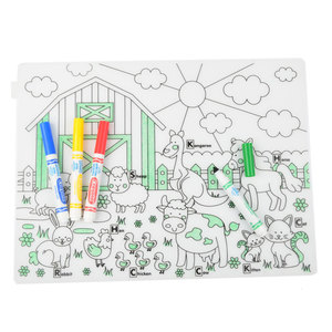 热销定制设计可洗硅胶餐垫儿童绘画硅胶着色绘图工艺桌垫 - Product Image 3