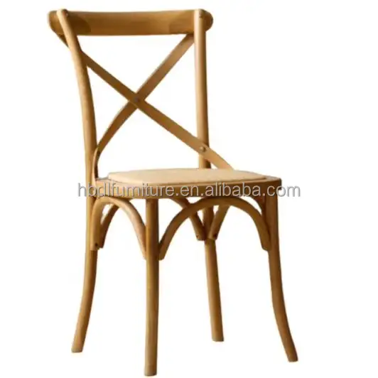 Silla de bar de madera de alta calidad para exteriores, silla de bar de madera con diseño de desmontaje y respaldo cruzado, venta directa de fábrica