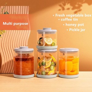 使いやすいフッドストレージジャーワンクリックプレス圧縮密封フレッシュドライ耐熱食品グレードガラス収納容器 - Product Image 6