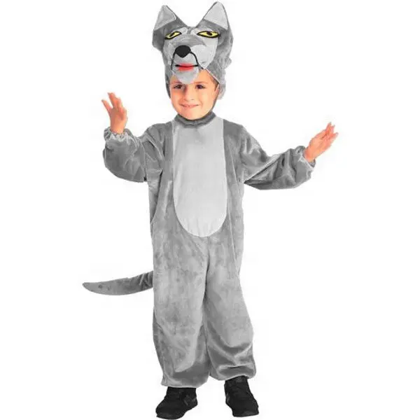 Popular animal pajamas Halloween cosplay cheap mascot wolf cartoon kid costume