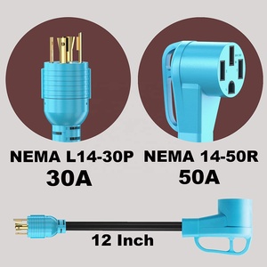 ヘビーデューティージェネレーター-RVアダプター電源コードNEMA L14-30P〜14-50Rツイストロックオスプラグからハンドル付き50Aメスレセプタクル