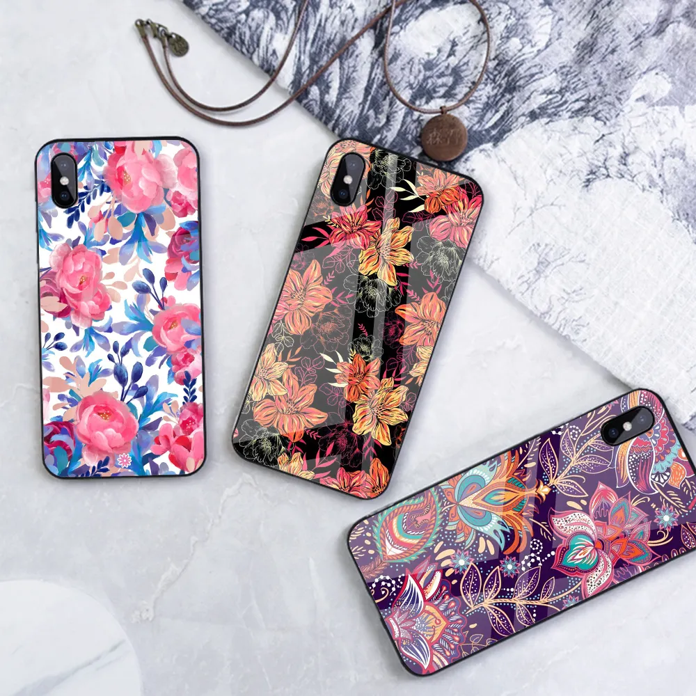 เคสโทรศัพท์กระจกนิรภัยลายดอกกุหลาบ,สำหรับ Iphone 11 12 13 Pro Max Xr X Xsmax Xs 13pro 12pro ฝาครอบป้องกัน Funda