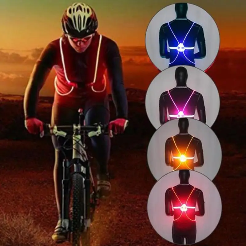 T1512 LED fibra óptica noche correr noche ciclismo color luz chaleco reflectante chaleco deportivo