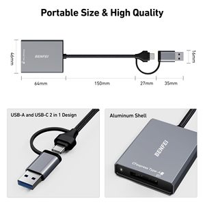 BENFEI CFexpress tip A kart okuyucu USB 3.2 (Gen 2) 10Gbps, USB-C ve USB-A 2-in-1 tip A CFexpress adaptörü - Product Image 6