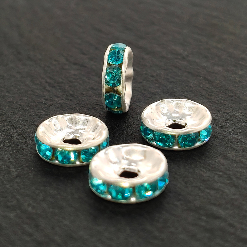 Silver-plated straight-edged blue diamond
