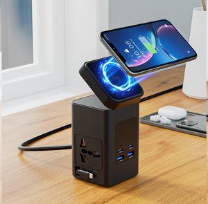 Kantravel-Enchufe de extensión de escritorio magnético PD35W 2C 2A, 2 salidas USB, 17,5 W, superficie de carga giratoria máxima, reloj inteligente para teléfono y PC - Product Image 1
