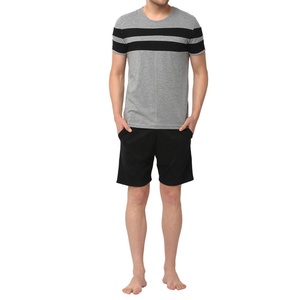 100% Polyester Slim Fit kısa kollu ekip boyun emniyet turuncu parça Suit Solid t-shirt ve katı desen ile şort takımı - Product Image 1
