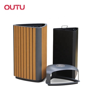New Design Triangle Metal Trash <strong>Bin</strong> Durable Plastic Wood Little <strong>Bin</strong> Outdoor Waste <strong>Bins</strong> Ashtray Optional - Product Image 3