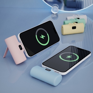 2024 Foldable 5000mAh Capsule <strong>Design</strong> Power Bank Dual Type-C LED Display High Capacity Waterproof 18W/20W <strong>Output</strong> Power with Plug - Product Image 3