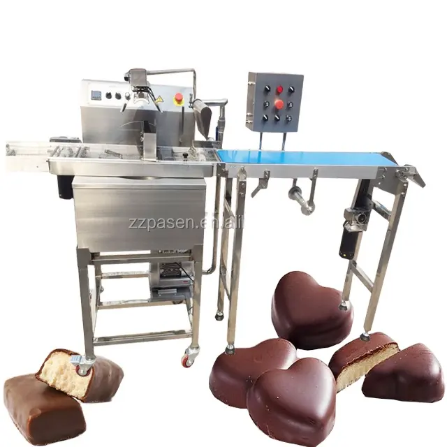 Ligne d'enrobage automatique de chocolat Machine d'enrobage de gaufrettes de chocolat Système de tunnel de refroidissement pour bonbons aux fruits congelés