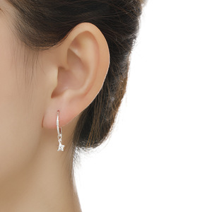 Nhỏ S999 Sterling Silver Hoop Bông Tai Với Sao Trái Tim Mặt Trăng Chữ Thập Chính Tearsdrop Cá Heo Quyến Rũ - Product Image 5