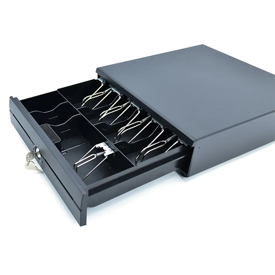 Mini tiroir de caisse, noir, de haute qualité, pour terminal de point de vente, avec 4 billets et 5 lettres, RJ11, livraison gratuite