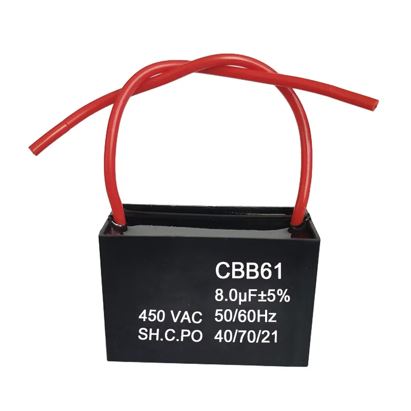 Capacitor de ventilador e motor de partida, capacitor flexível cbb61, fio 400v 500v 450v 300v ac cbb61